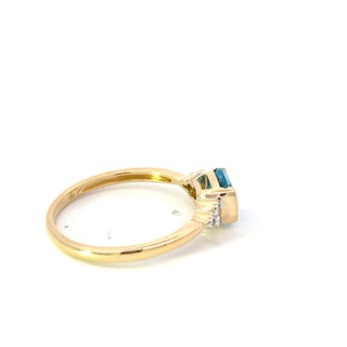 10K Yellow Gold 1.15cttw Swiss Blue Topaz and 0.03cttw Diamond Ring