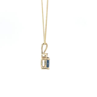 10K Yellow Gold Sapphire and Diamond Pendant - 18 inches