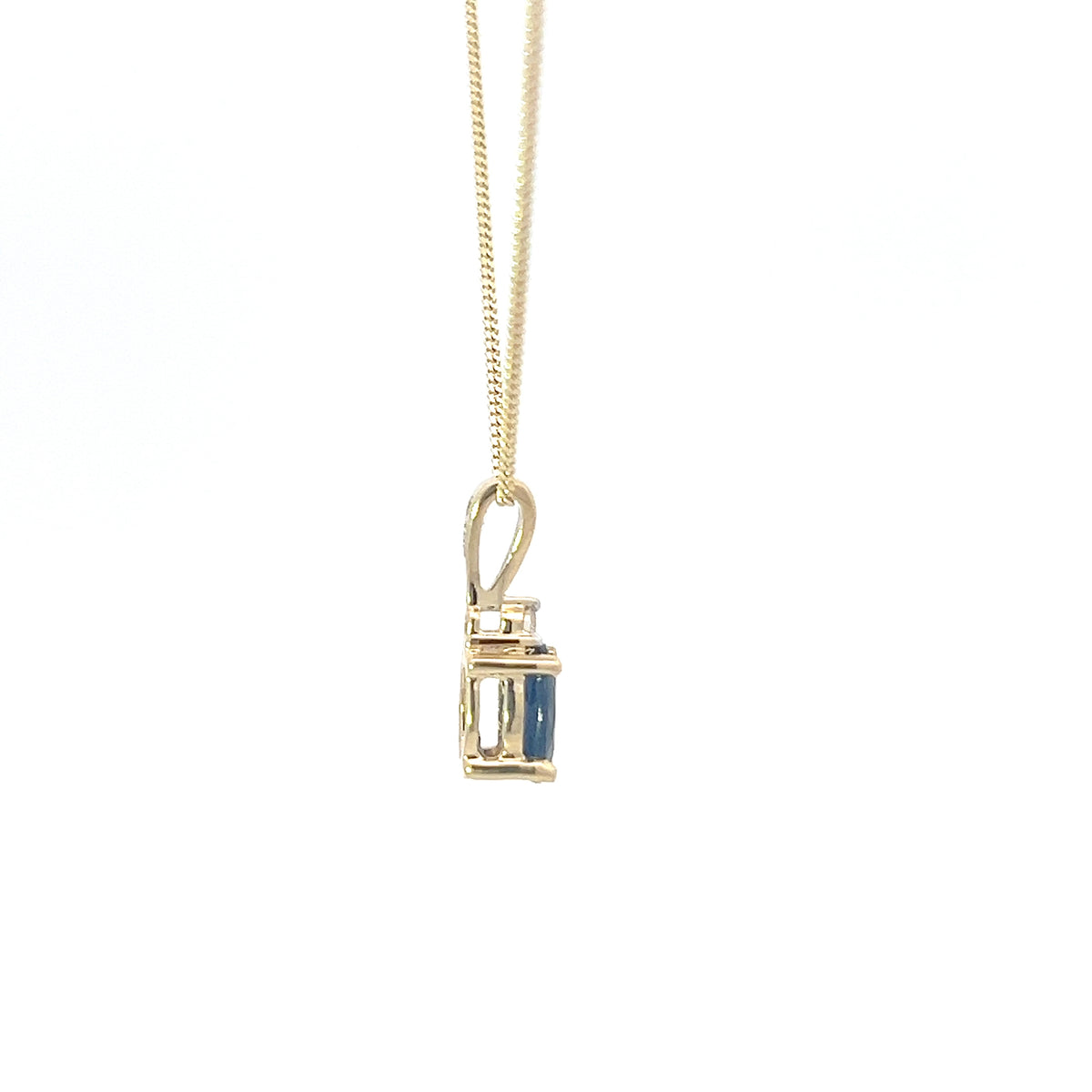 10K Yellow Gold Sapphire and Diamond Pendant - 18 inches