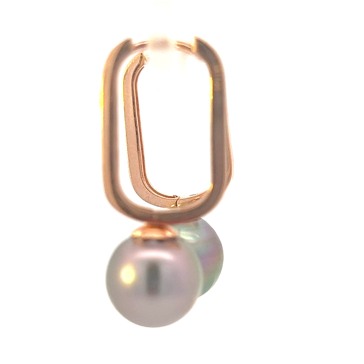10K Rose Gold Tahitian Pearl Drop / Dangle Huggie Earrings