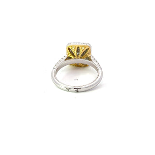 Anillo elegante de oro blanco de 18 quilates con diamantes amarillos y blancos - talla 6,5
