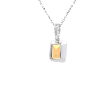 Colgante de oro blanco de 14 quilates con citrino de 1,30 quilates y diamante de 0,05 quilates, 18"