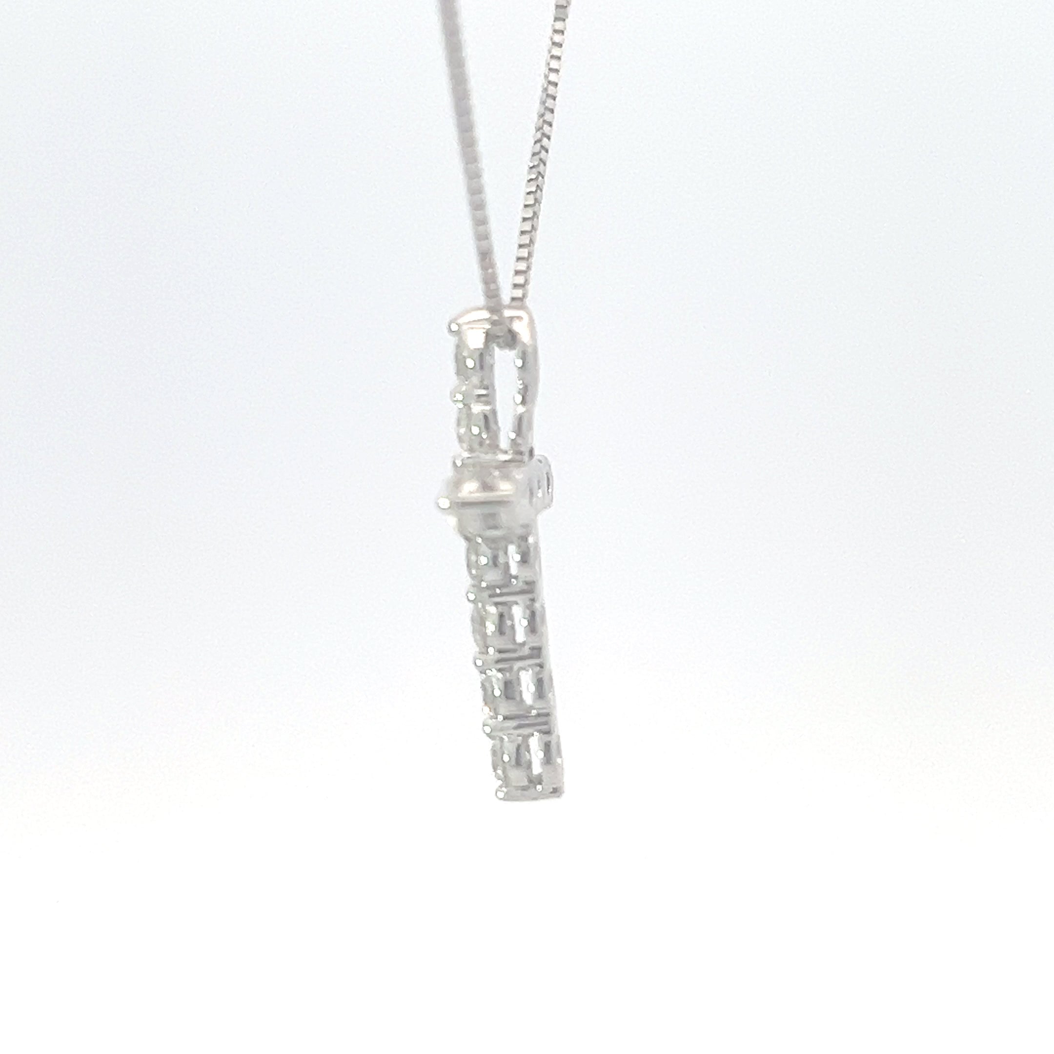 10K White Gold 0.50 cttw Diamond Cross Pendant, 18"