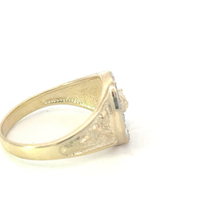 10K Yellow Gold 0.10cttw Diamond Horseshoe Gents Ring, size 10