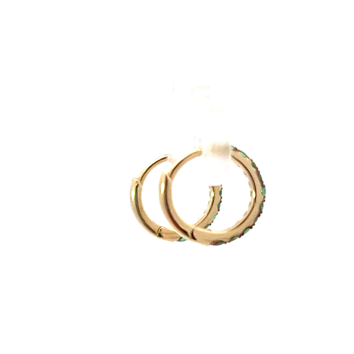 10K Yellow Gold 0.20cttw Emerald Hoop / Huggie / Hinged Earrings