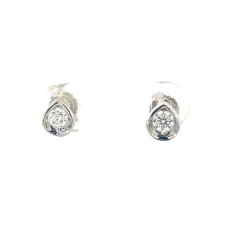 Pendientes de diamantes canadienses de talla brillante redonda de 0,15 quilates en oro blanco de 10 quilates