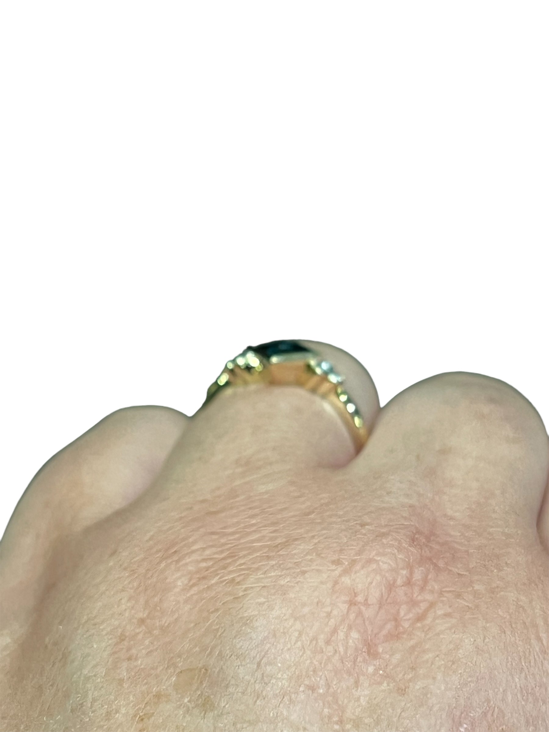 10K Yellow Gold London Blue Topaz and Diamond Ring, size 7 - 4.5