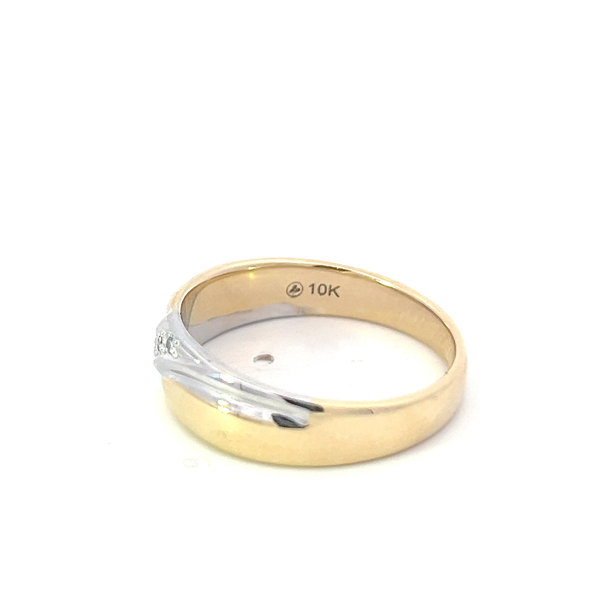 Anillo para hombre con diamantes de 0,05 quilates en oro blanco y amarillo de 10 quilates, talla 10