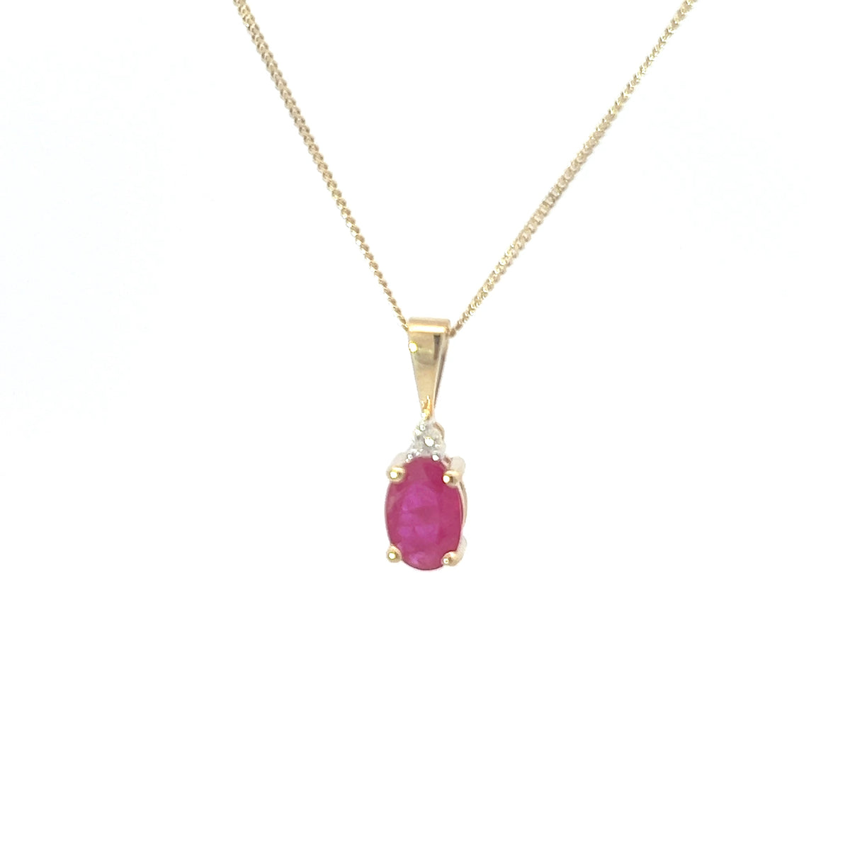 10K Yellow Gold Ruby and Diamond Necklace, 18&quot;