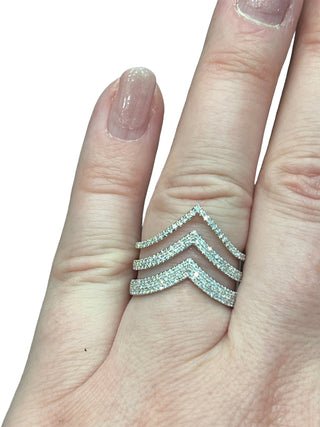 Anillo de diamantes en oro blanco de 14 quilates - talla 6,5