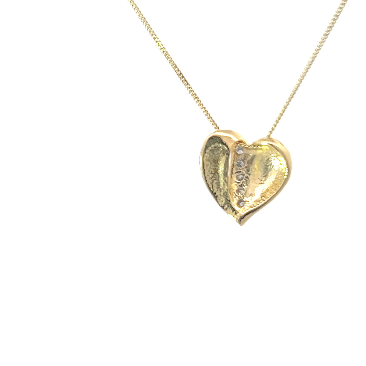 Colgante en forma de corazón con diamantes de 0,04 quilates en oro amarillo de 10 quilates, 18&quot;