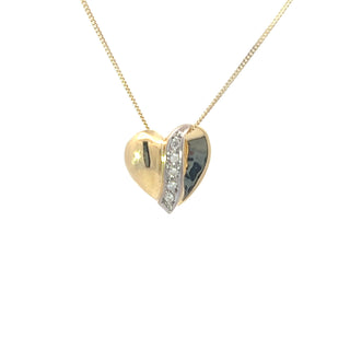 Colgante en forma de corazón con diamantes de 0,04 quilates en oro amarillo de 10 quilates, 18"