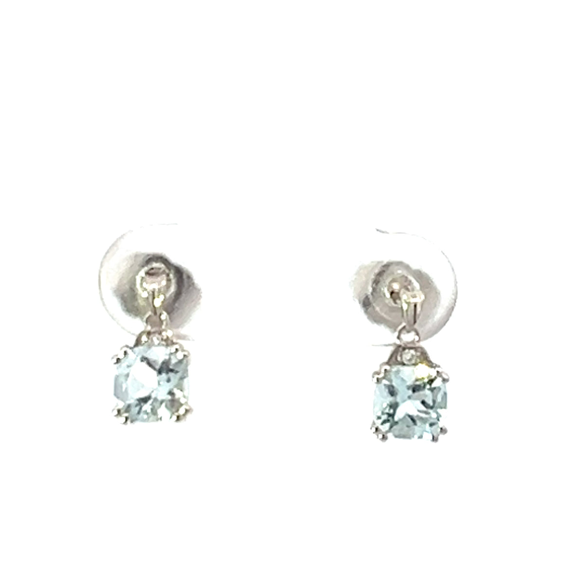 10K White Gold 1.20cttw Genuine Aquamarine and 0.01cttw Diamond Earrings