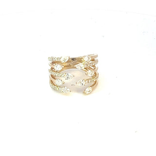 Anillo de diamantes en oro amarillo de 14 quilates - talla 6,5