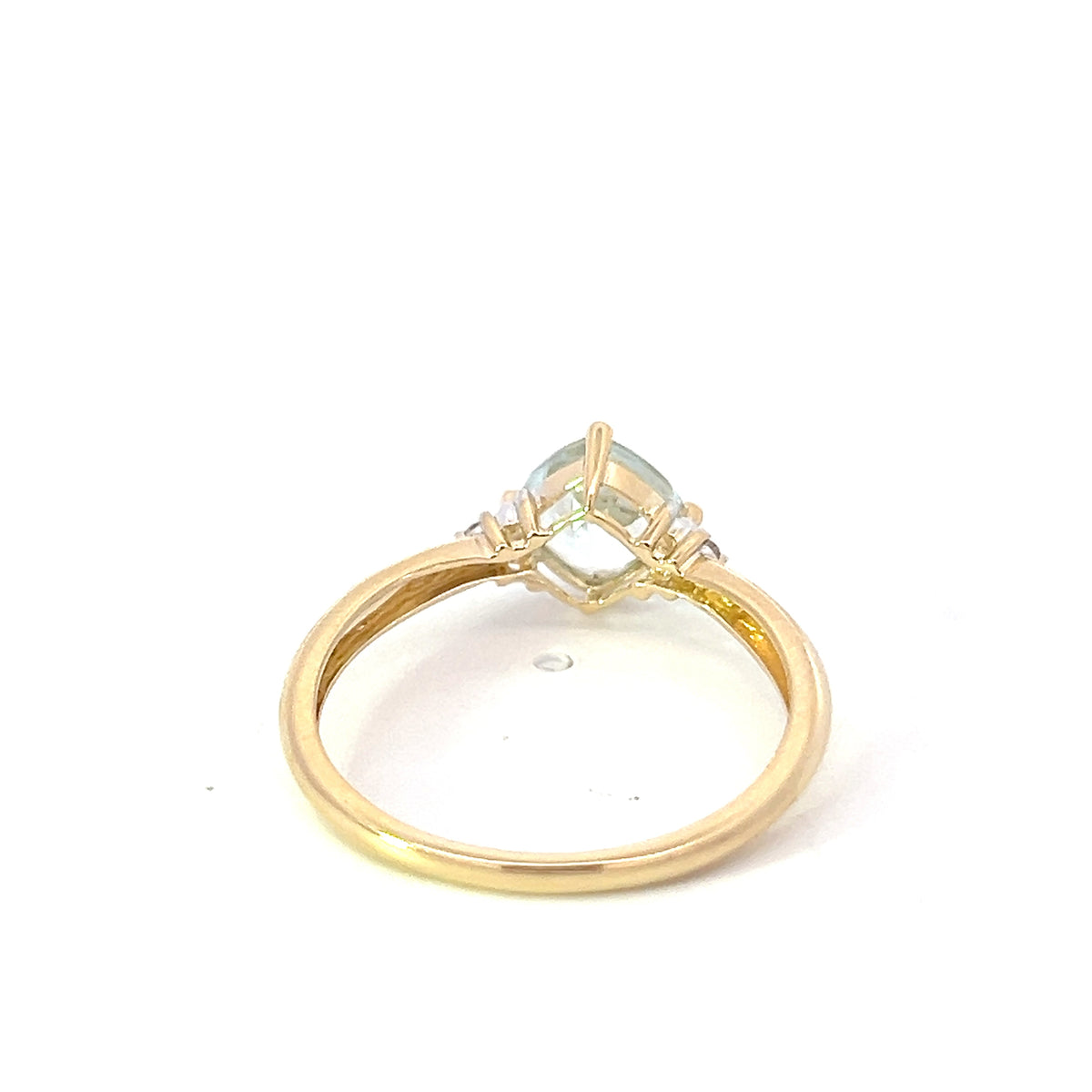 Anillo de oro amarillo de 10 quilates con aguamarina de 0,76 quilates y diamantes de 0,008 quilates, talla 7