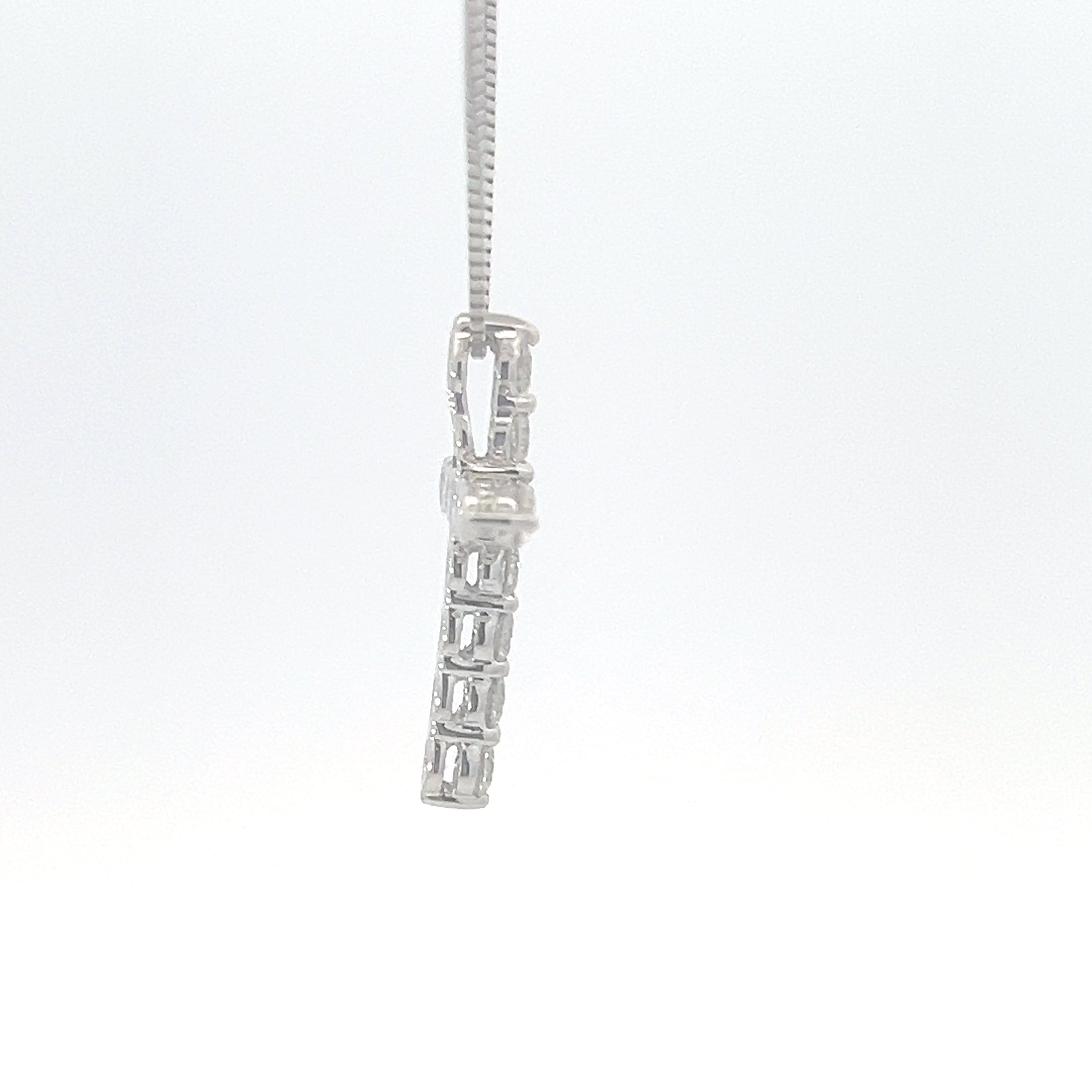 10K White Gold 0.50 cttw Diamond Cross Pendant, 18"