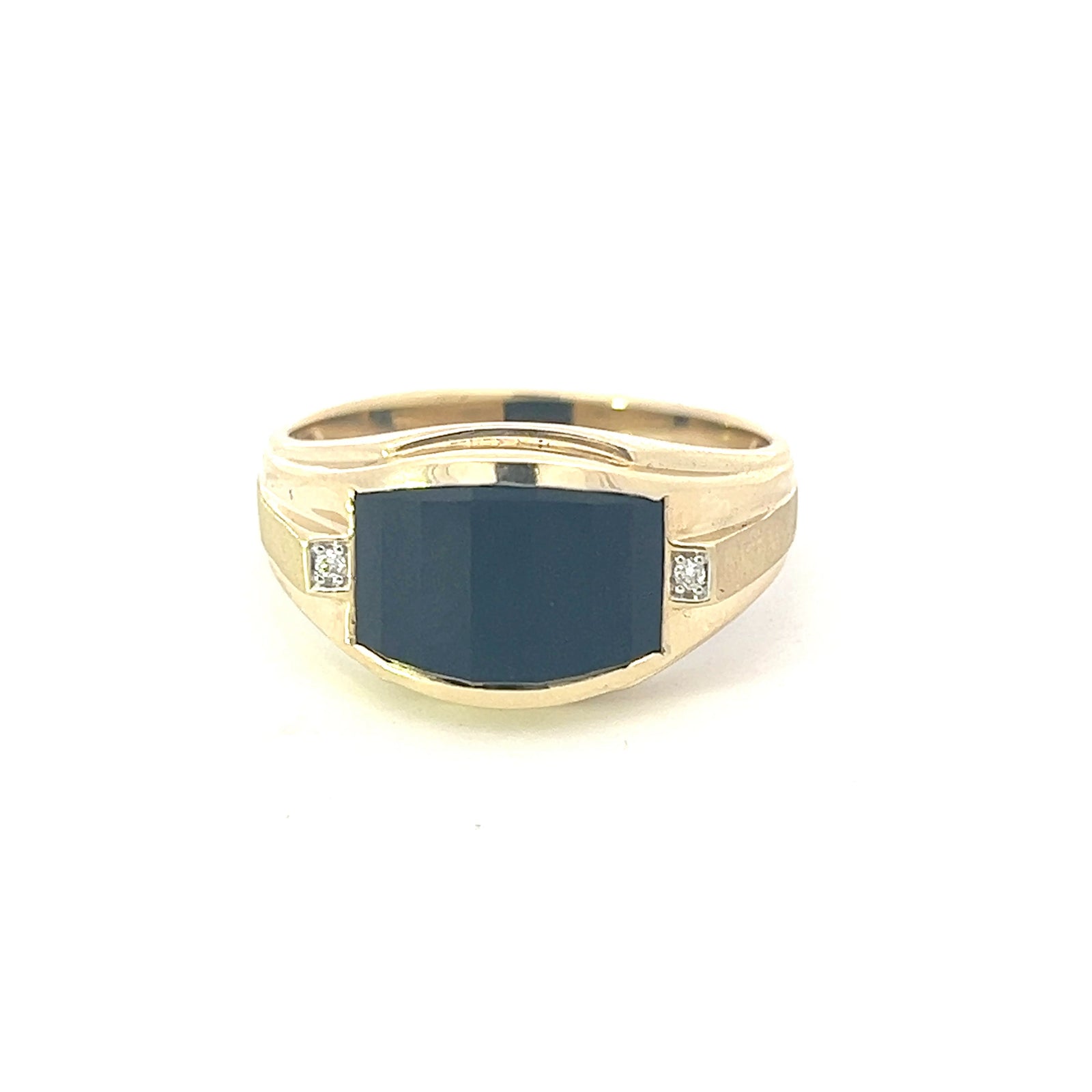 Color Blossom Signet Ring, Yellow Gold, White Gold, Onyx And