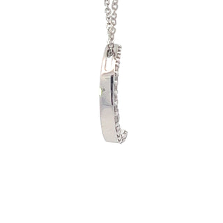 Colgante de luna creciente con diamantes de 0,04 quilates en oro blanco de 10 quilates, 18"