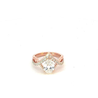 Anillo de diamantes de talla pera cultivados en laboratorio de 2,17 quilates en oro rosa de 14 quilates