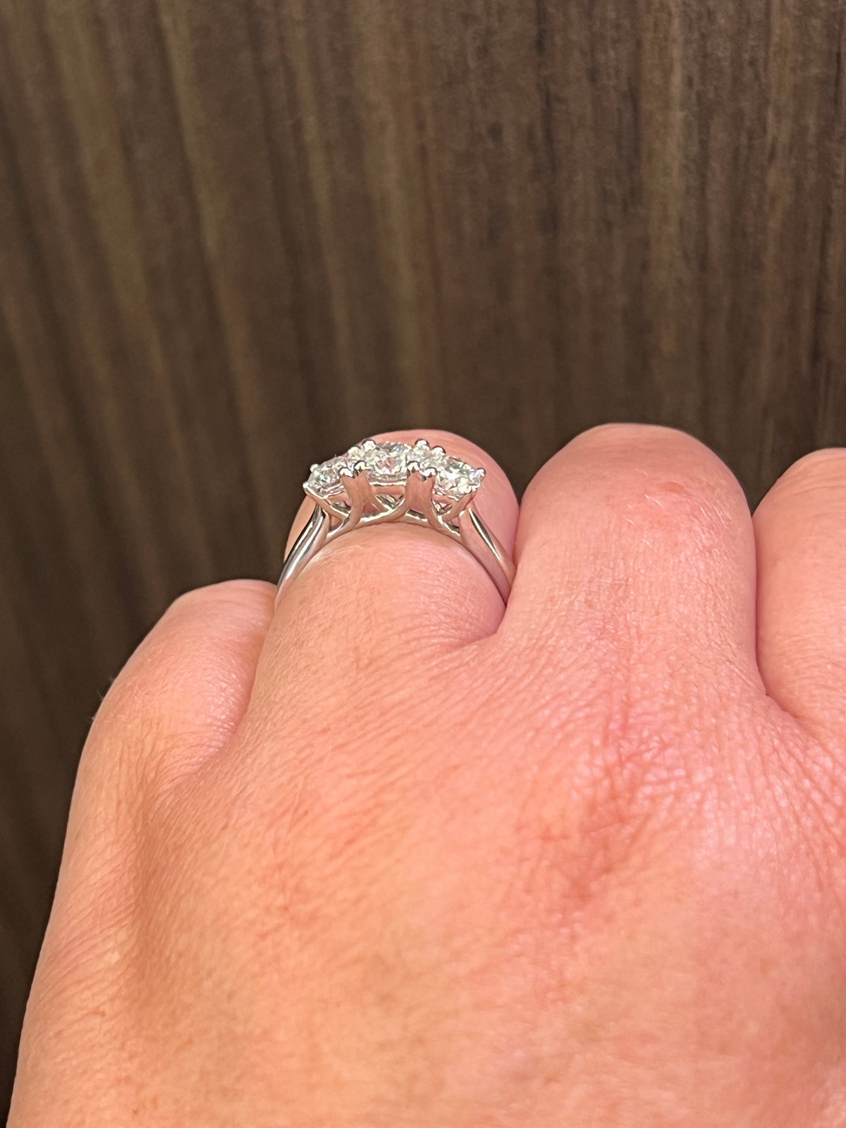 18K White Gold 1.25cttw Lab Grown Diamond 3 Stone Engagement Ring