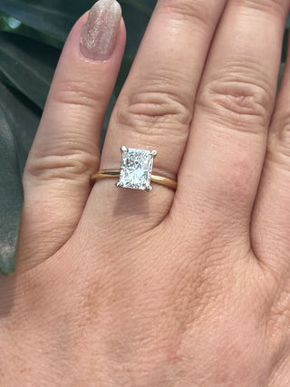 14K Yellow and White Gold 2.04cttw Radiant Lab Grown Diamond Engagement Ring