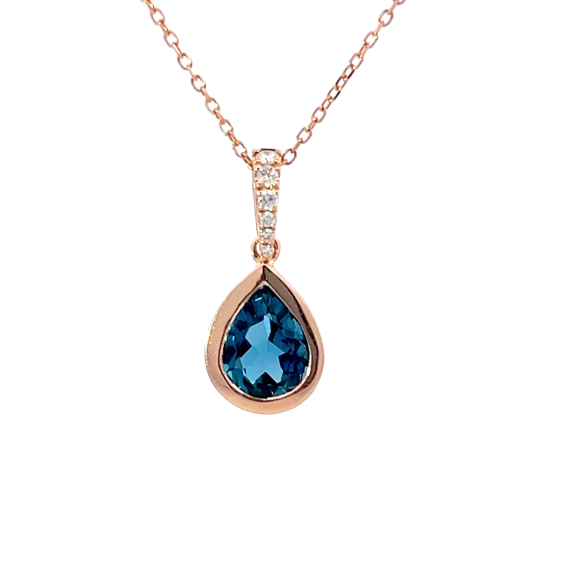 Rose gold blue hot sale topaz necklace