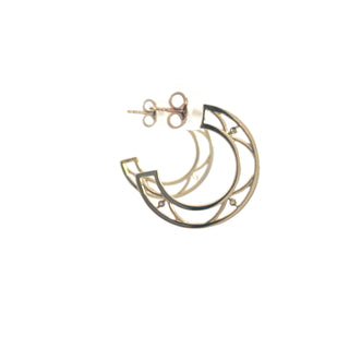 Aretes de eternidad dobles con diamantes de 0,10 quilates en oro blanco y amarillo de 10 quilates