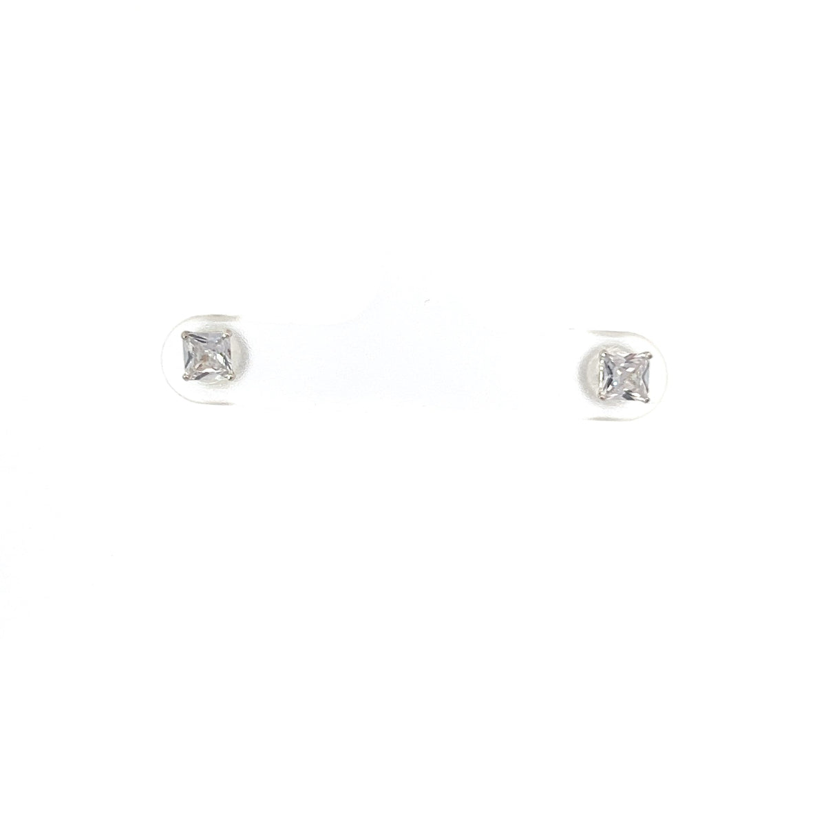 Tracking - 14K White Gold Princess Cut Cubic Zirconia Earrings - 5mm