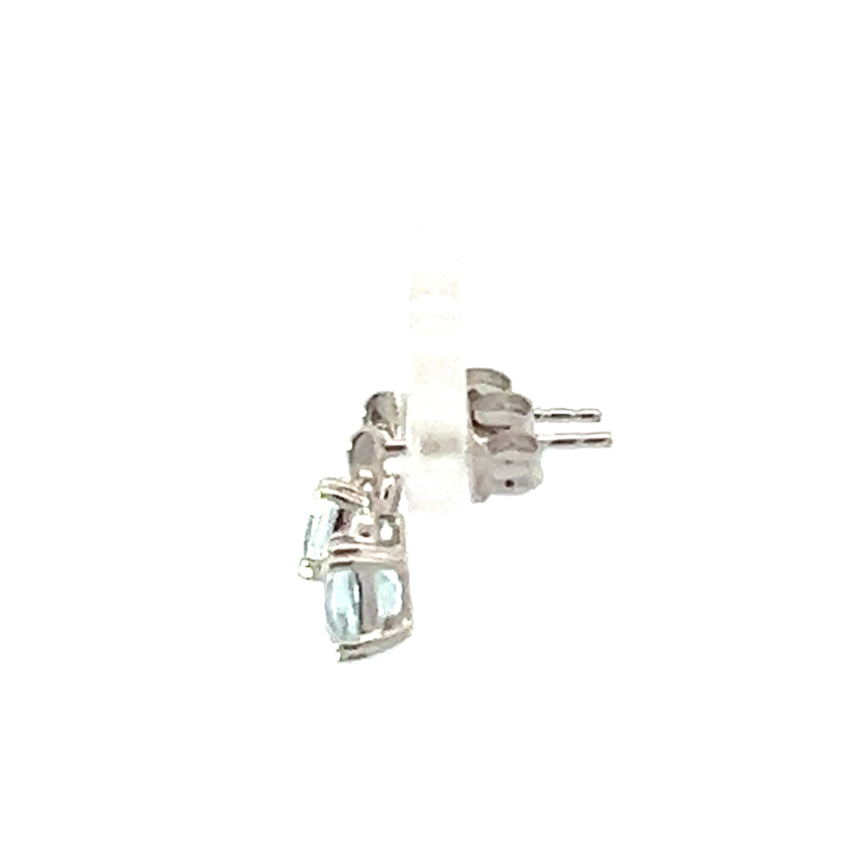 10K White Gold 1.20cttw Genuine Aquamarine and 0.01cttw Diamond Earrings