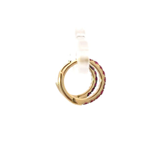 Pendientes tipo argolla/huggie/con bisagras de rubí de 0,25 quilates de oro amarillo de 10 quilates