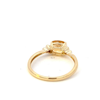 Anillo de oro amarillo de 10 quilates con citrino de 0,85 quilates y diamantes de 0,03 quilates - Talla 7