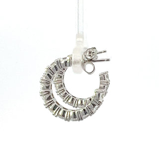 Pendientes de medio aro con circonita cúbica de 3,5 mm de plata de ley 925 - 18 mm