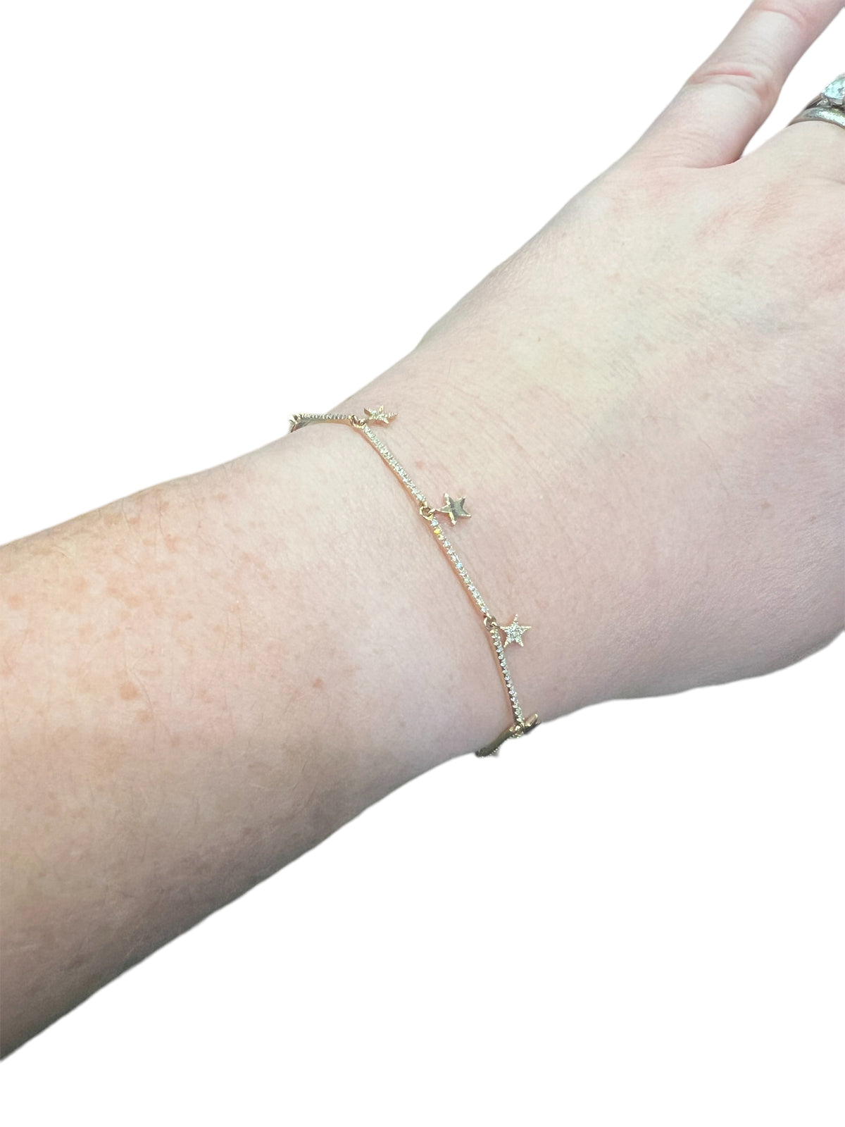 14K Yellow Gold 0.42cttw Diamond Star Bracelet - 7&quot;