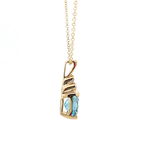 Colgante de diamantes y topacio azul suizo de oro amarillo de 10 quilates, 18 "