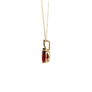 Colgante de oro amarillo de 10 quilates con granate de 2,0 quilates y diamante de 0,059 quilates con cadena Rolo - 18 pulgadas
