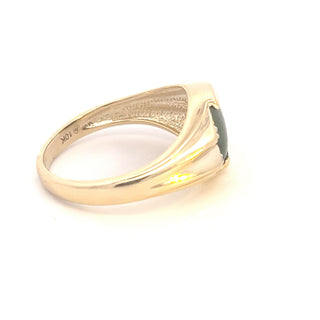 10K Yellow Gold 0.02cttw Diamond and Bloodstone Gents Ring, size 10