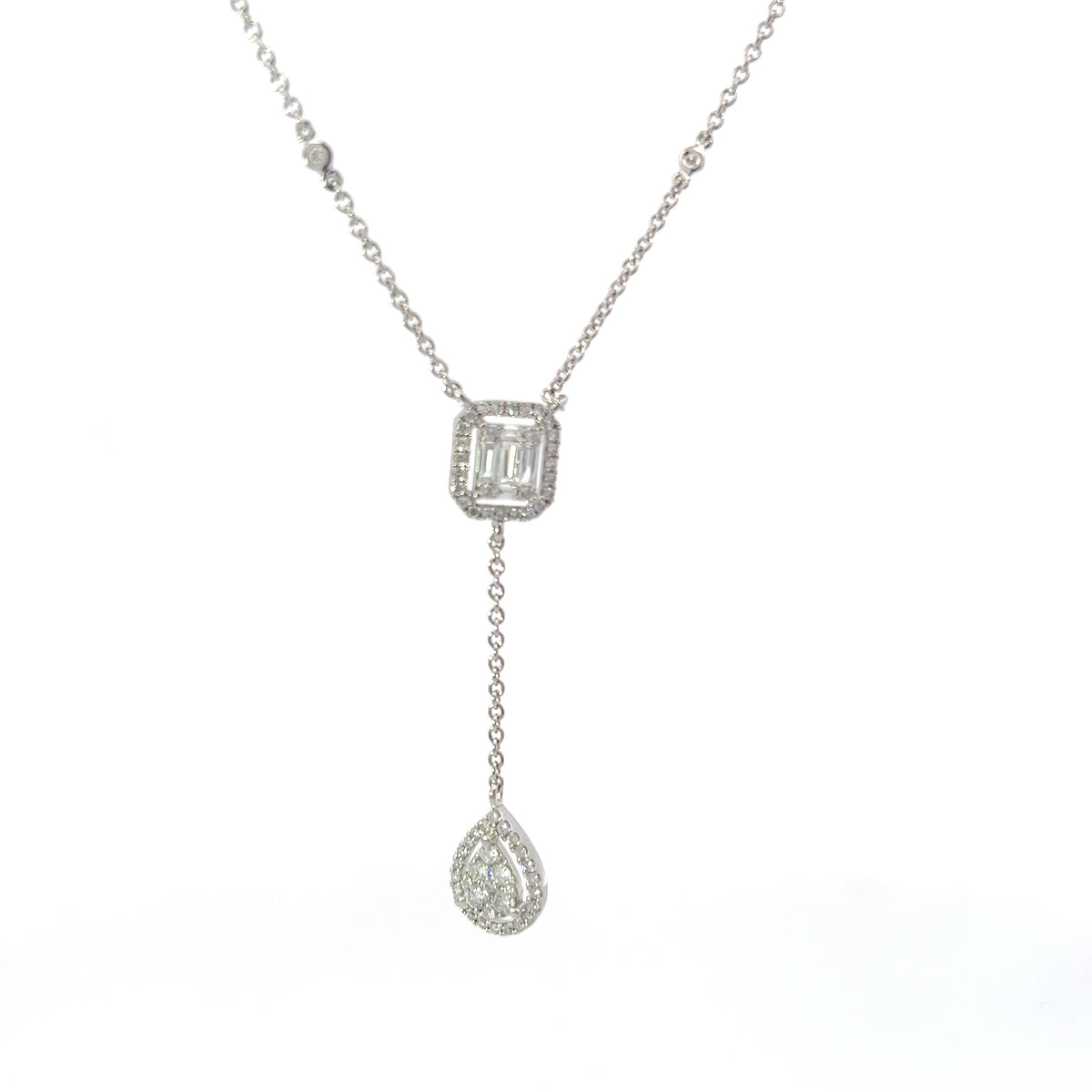 Collar de diamantes de 0,65 quilates en oro blanco de 14 quilates, 18&quot;