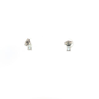 Aretes de diamantes y aguamarina en oro blanco de 10 quilates