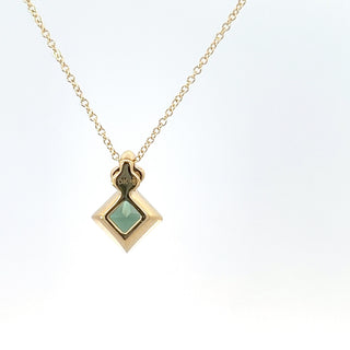 10K Yellow Gold Created Alexandrite and Diamond Necklace - 18 Inches