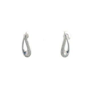 Aretes de eternidad dobles con diamantes de 0,10 quilates en oro blanco y amarillo de 10 quilates