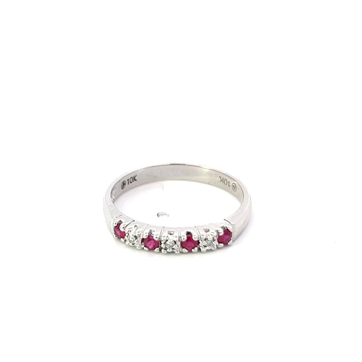 10K White Gold 0.02cttw Diamond with Ruby Ring