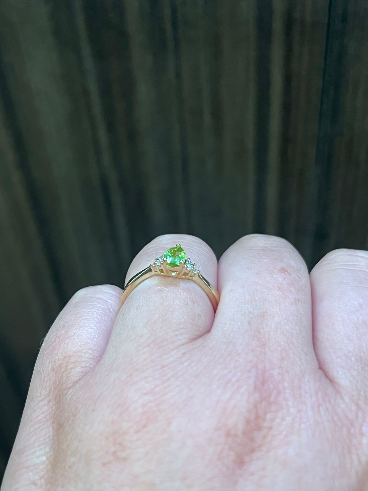 10K Yellow Gold Peridot and Diamond Ring