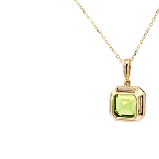 Collar de oro amarillo de 14 quilates con peridoto de 2,41 quilates y diamantes de 0,16 quilates - 18 pulgadas