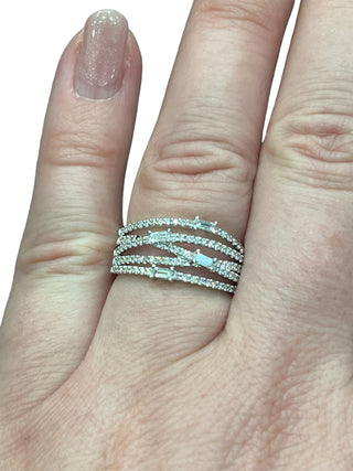 Anillo de diamantes en oro blanco de 14 quilates - talla 6,5