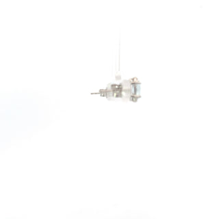 10K White Gold 0.80cttw Aquamarine and 0.05cttw Diamond Earrings with Butterfly Backs