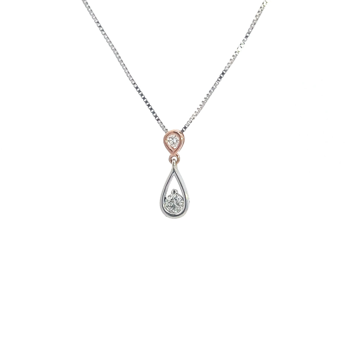 10K White and Rose Gold 0.13cttw Diamond Necklace