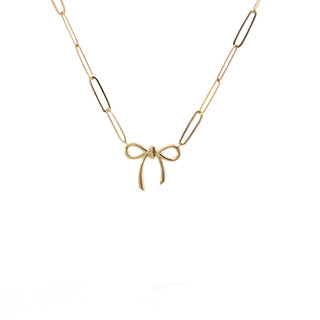 Collar con lazo de diamantes de 0,24 quilates en oro amarillo de 14 quilates, 18"