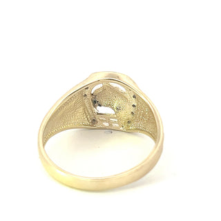 10K Yellow Gold 0.10cttw Diamond Horseshoe Gents Ring, size 10