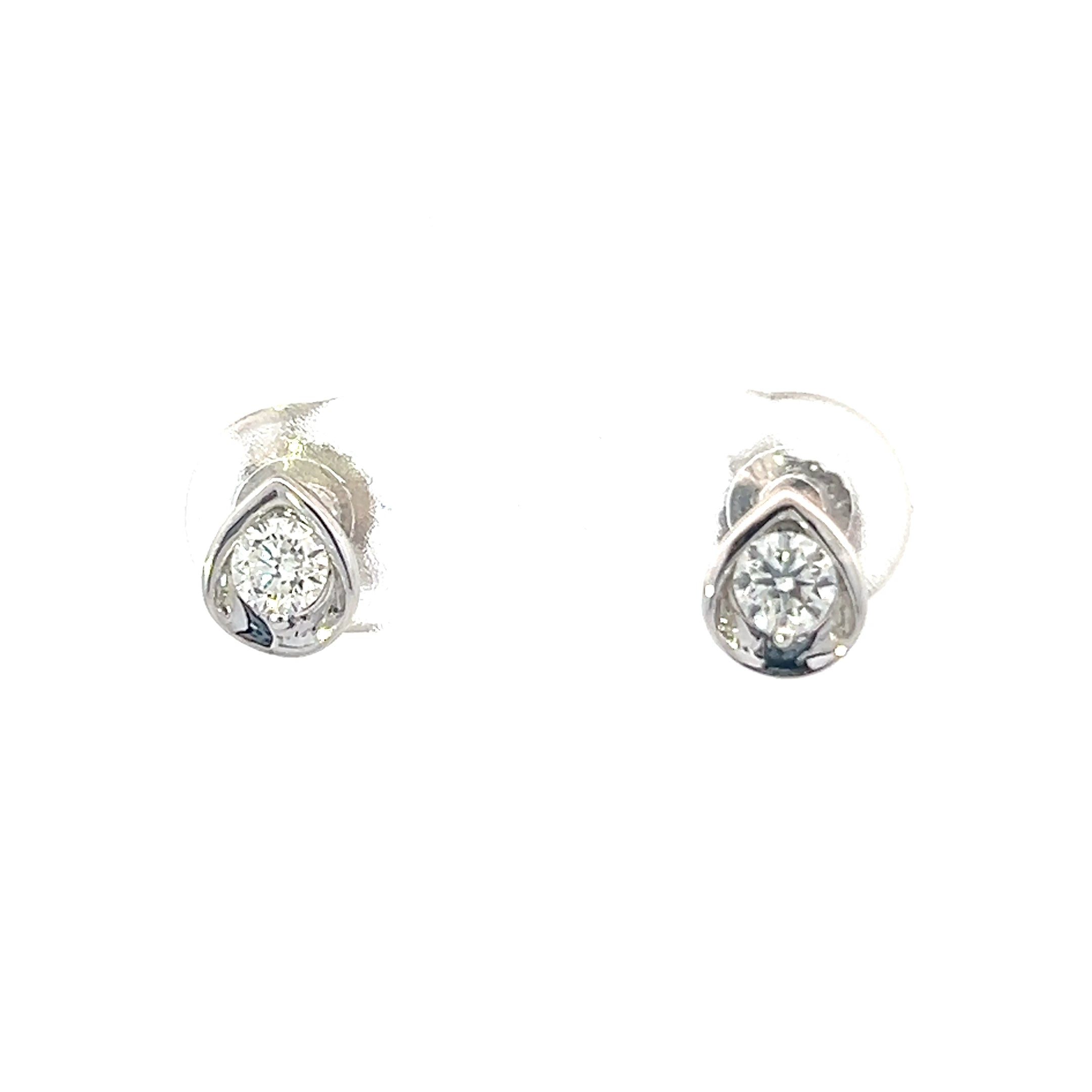 10K White Gold 0.10cttw Round Brilliant Cut Canadian Diamond Earrings