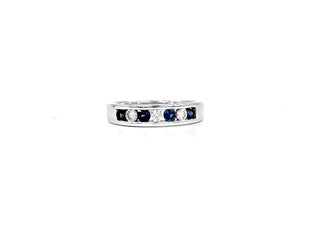 10K White Gold Sapphire & Diamond Band